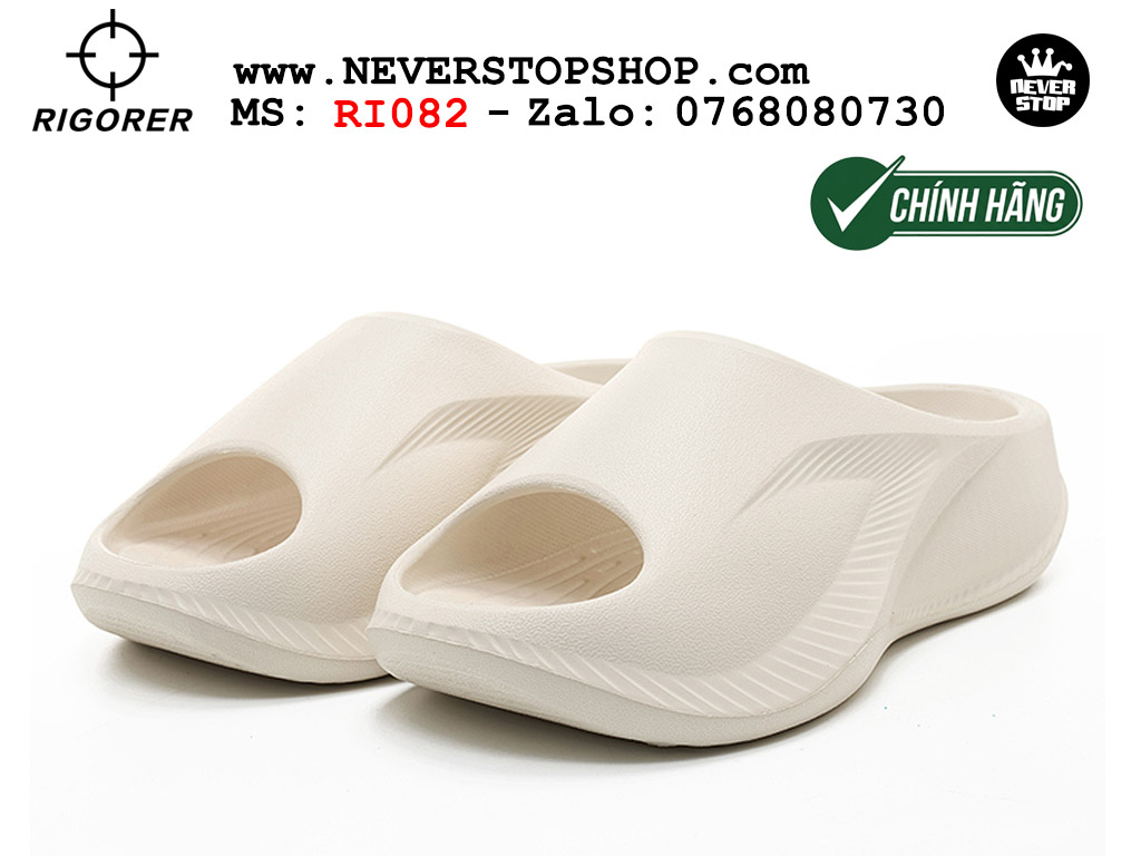 Dép bóng rổ tập gym chạy bộ Rigorer Horizon Slides Trắng original chống trượt chống nước giá rẻ tại NeverStop Sneaker Shop HCM