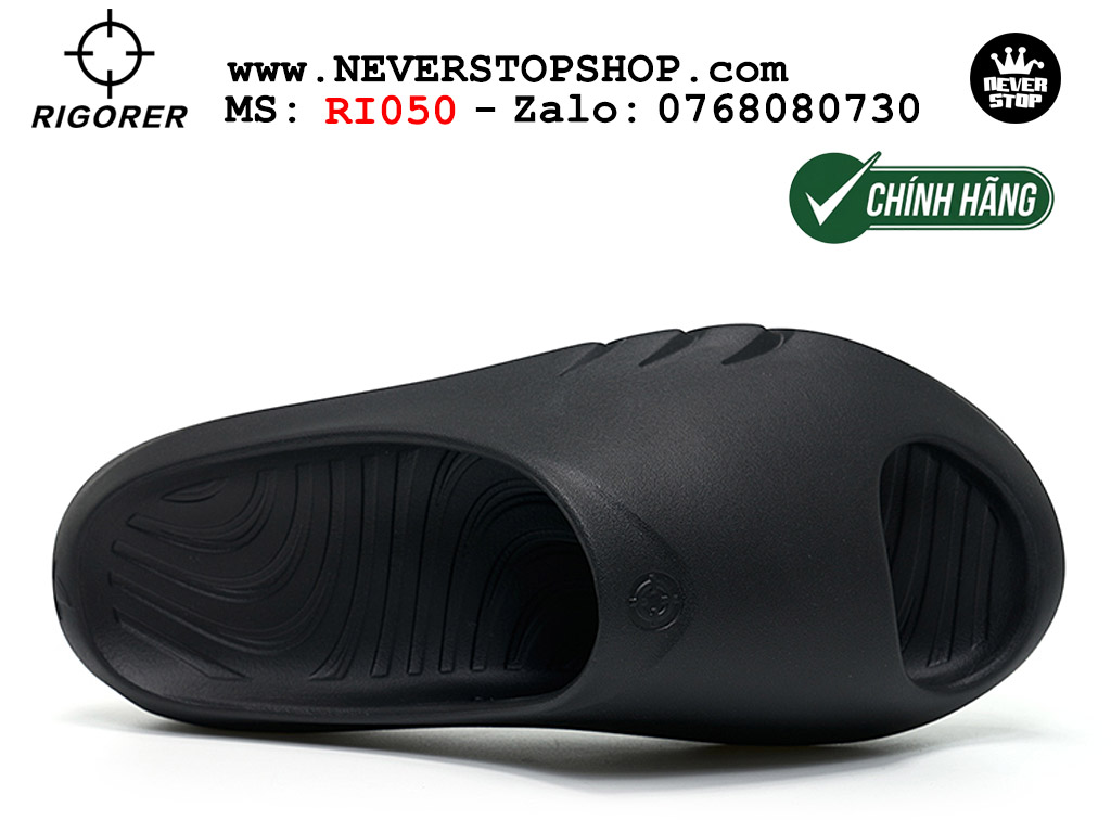 Dép bóng rổ tập gym chạy bộ Rigorer Mini Shark 1 Slides Đen original chống trượt chống nước giá rẻ tại NeverStop Sneaker Shop HCM