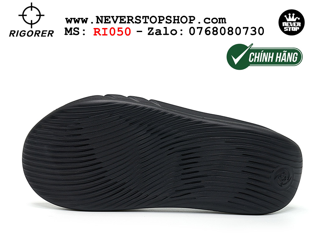 Dép bóng rổ tập gym chạy bộ Rigorer Mini Shark 1 Slides Đen original chống trượt chống nước giá rẻ tại NeverStop Sneaker Shop HCM