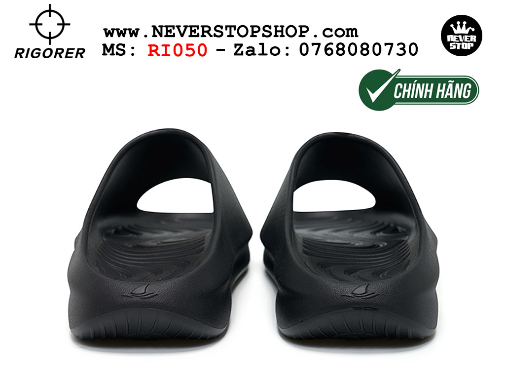 Dép bóng rổ tập gym chạy bộ Rigorer Mini Shark 1 Slides Đen original chống trượt chống nước giá rẻ tại NeverStop Sneaker Shop HCM