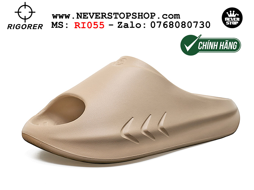 Dép chính hãng RIGORER MINI SHARK 1 SLIDES BROWN thể thao nam nữ nhẹ êm thoáng khí đế bám chống mòn chất lượng cao giá rẻ tốt nhất Hồ Chi Minh Dép bóng rổ tập gym chạy bộ Rigorer Mini Shark 1 Slides Nâu original chống trượt chống nước giá rẻ tại NeverStop Sneaker Shop HCM