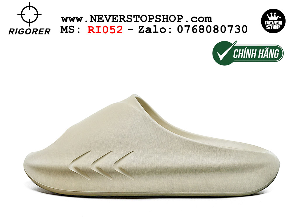 Dép chính hãng RIGORER MINI SHARK 1 SLIDES KHAKI thể thao nam nữ nhẹ êm thoáng khí đế bám chống mòn chất lượng cao giá rẻ tốt nhất Hồ Chi Minh Dép bóng rổ tập gym chạy bộ Rigorer Mini Shark 1 Slides Be Xám original chống trượt chống nước giá rẻ tại NeverStop Sneaker Shop HCM