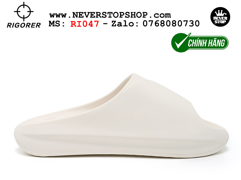 Dép chính hãng RIGORER MINI SHARK 1 SLIDES WHITE thể thao nam nữ nhẹ êm thoáng khí đế bám chống mòn chất lượng cao giá rẻ tốt nhất Hồ Chi Minh Dép bóng rổ tập gym chạy bộ Rigorer Mini Shark 1 Slides Trắng original chống trượt chống nước giá rẻ tại NeverStop Sneaker Shop HCM