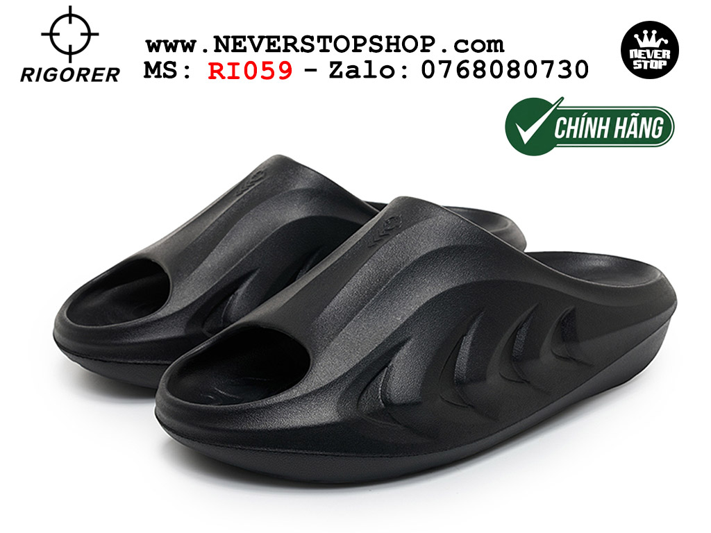Dép chính hãng RIGORER MINI SHARK 2 SLIDES BLACK thể thao nam nữ nhẹ êm thoáng khí đế bám chống mòn chất lượng cao giá rẻ tốt nhất Hồ Chi Minh Dép bóng rổ tập gym chạy bộ Rigorer Mini Shark 2 Slides Đen original chống trượt chống nước giá rẻ tại NeverStop Sneaker Shop HCM