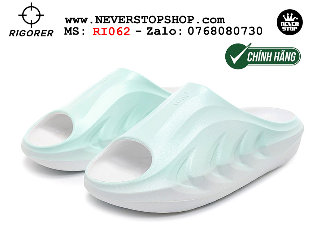 Dép chính hãng RIGORER MINI SHARK 2 SLIDES BLUE WHITE thể thao nam nữ nhẹ êm thoáng khí đế bám chống mòn chất lượng cao giá rẻ tốt nhất Hồ Chi Minh Dép bóng rổ tập gym chạy bộ Rigorer Mini Shark 2 Slides Trắng Xanh original chống trượt chống nước giá rẻ tại NeverStop Sneaker Shop HCM