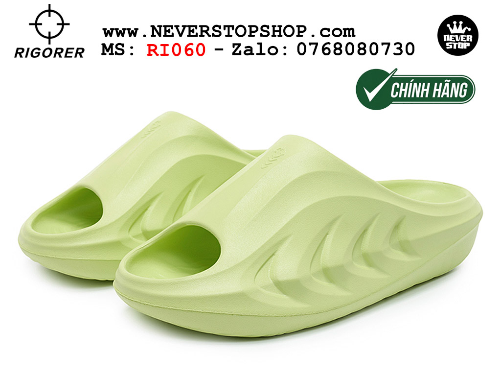 Dép chính hãng RIGORER MINI SHARK 2 SLIDES GREEN thể thao nam nữ nhẹ êm thoáng khí đế bám chống mòn chất lượng cao giá rẻ tốt nhất Hồ Chi Minh Dép bóng rổ tập gym chạy bộ Rigorer Mini Shark 2 Slides Xanh original chống trượt chống nước giá rẻ tại NeverStop Sneaker Shop HCM