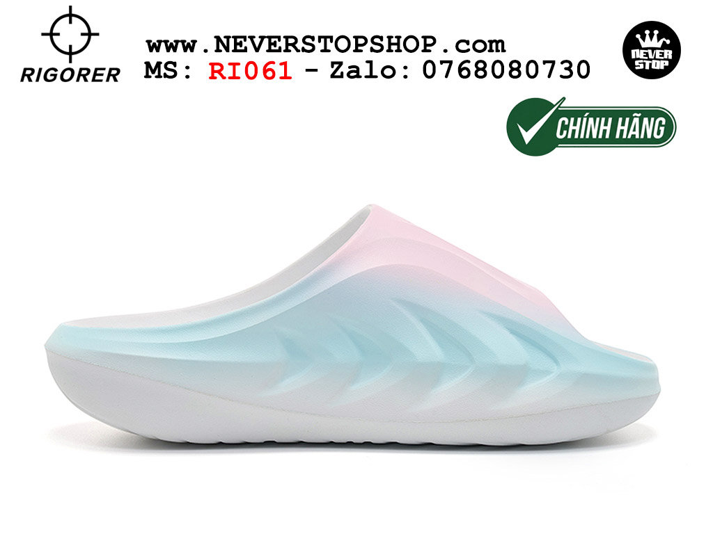 Dép chính hãng RIGORER MINI SHARK 2 SLIDES BLUE WHITE thể thao nam nữ nhẹ êm thoáng khí đế bám chống mòn chất lượng cao giá rẻ tốt nhất Hồ Chi Minh Dép bóng rổ tập gym chạy bộ Rigorer Mini Shark 2 Slides Trắng Xanh original chống trượt chống nước giá rẻ tại NeverStop Sneaker Shop HCM