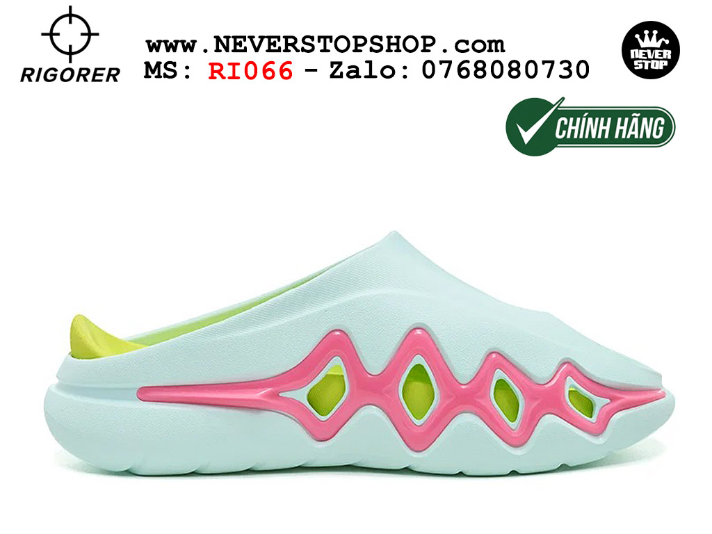 Dép chính hãng RIGORER SHARK 3 SLIDES GREEN PINK thể thao nam nữ nhẹ êm thoáng khí đế bám chống mòn chất lượng cao giá rẻ tốt nhất Hồ Chi Minh Dép bóng rổ tập gym chạy bộ Rigorer Shark 3 Slides Xanh Hồng original chống trượt chống nước giá rẻ tại NeverStop Sneaker Shop HCM