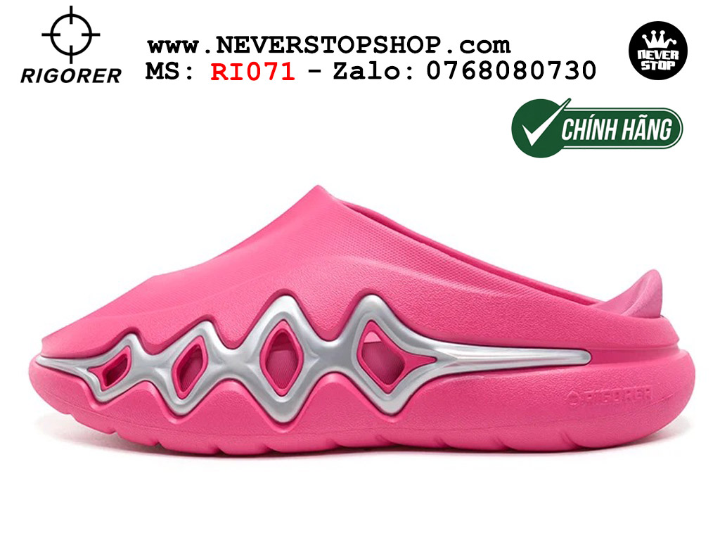 Dép chính hãng RIGORER SHARK 3 SLIDES PINK SILVER thể thao nam nữ nhẹ êm thoáng khí đế bám chống mòn chất lượng cao giá rẻ tốt nhất Hồ Chi Minh Dép bóng rổ tập gym chạy bộ Rigorer Shark 3 Slides Hồng Bạc original chống trượt chống nước giá rẻ tại NeverStop Sneaker Shop HCM