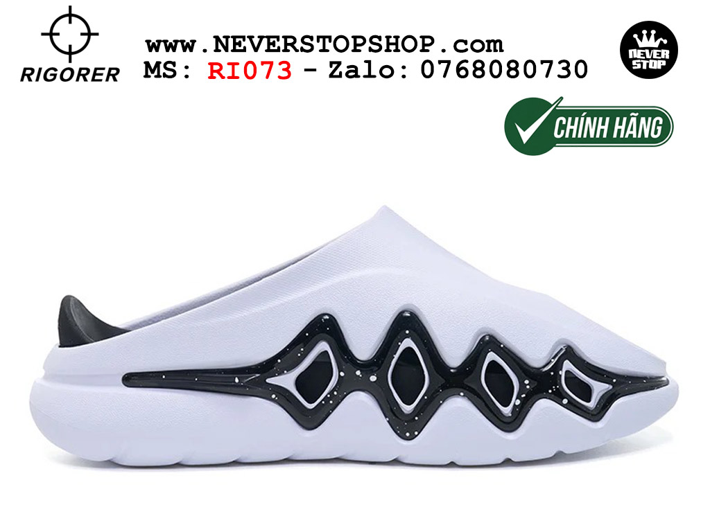 Dép chính hãng RIGORER SHARK 3 SLIDES WHITE BLACK thể thao nam nữ nhẹ êm thoáng khí đế bám chống mòn chất lượng cao giá rẻ tốt nhất Hồ Chi Minh Dép bóng rổ tập gym chạy bộ Rigorer Shark 3 Slides Trắng Đen original chống trượt chống nước giá rẻ tại NeverStop Sneaker Shop HCM
