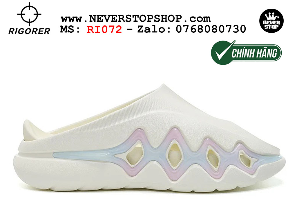 Dép chính hãng RIGORER SHARK 3 SLIDES WHITE PINK BLUE thể thao nam nữ nhẹ êm thoáng khí đế bám chống mòn chất lượng cao giá rẻ tốt nhất Hồ Chi Minh Dép bóng rổ tập gym chạy bộ Rigorer Shark 3 Slides Trắng Xanh Hồng original chống trượt chống nước giá rẻ tại NeverStop Sneaker Shop HCM