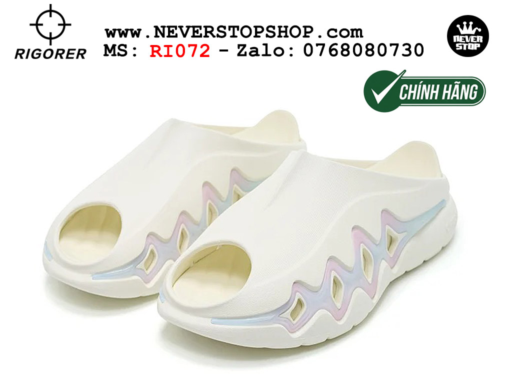 Dép chính hãng RIGORER SHARK 3 SLIDES WHITE PINK BLUE thể thao nam nữ nhẹ êm thoáng khí đế bám chống mòn chất lượng cao giá rẻ tốt nhất Hồ Chi Minh Dép bóng rổ tập gym chạy bộ Rigorer Shark 3 Slides Trắng Xanh Hồng original chống trượt chống nước giá rẻ tại NeverStop Sneaker Shop HCM