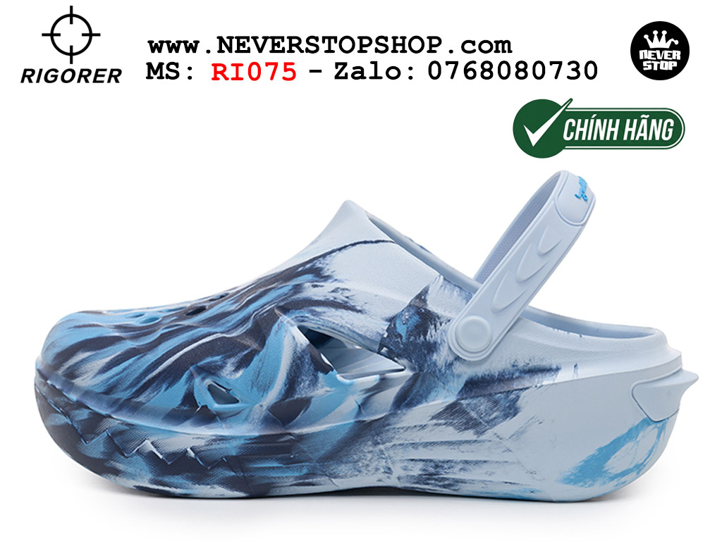 Dép chính hãng RIGORER SHARK 4 SLIDES CAMO BLUE thể thao nam nữ nhẹ êm đế bám chống mòn chống trượt chất lượng cao giá rẻ tốt nhất Hồ Chi Minh Dép đi biển đi phượt leo núi Rigorer Shark 4 Slides Xanh original chống trượt chống nước giá rẻ tại NeverStop Sneaker Shop HCM