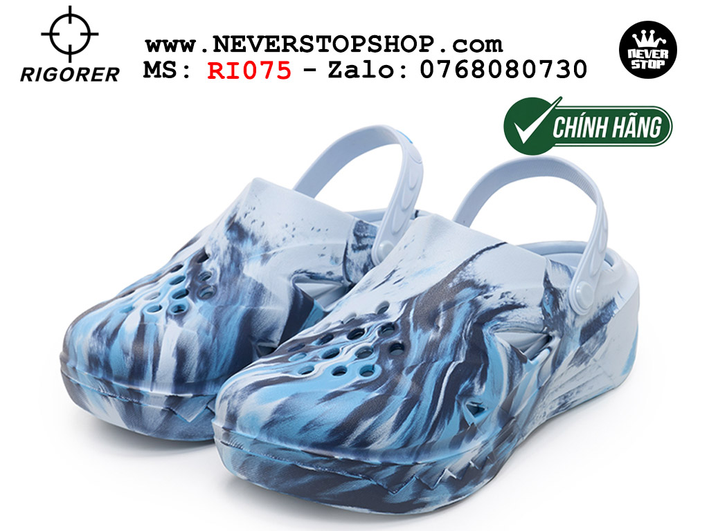 Dép chính hãng RIGORER SHARK 4 SLIDES CAMO BLUE thể thao nam nữ nhẹ êm đế bám chống mòn chống trượt chất lượng cao giá rẻ tốt nhất Hồ Chi Minh Dép đi biển đi phượt leo núi Rigorer Shark 4 Slides Xanh original chống trượt chống nước giá rẻ tại NeverStop Sneaker Shop HCM