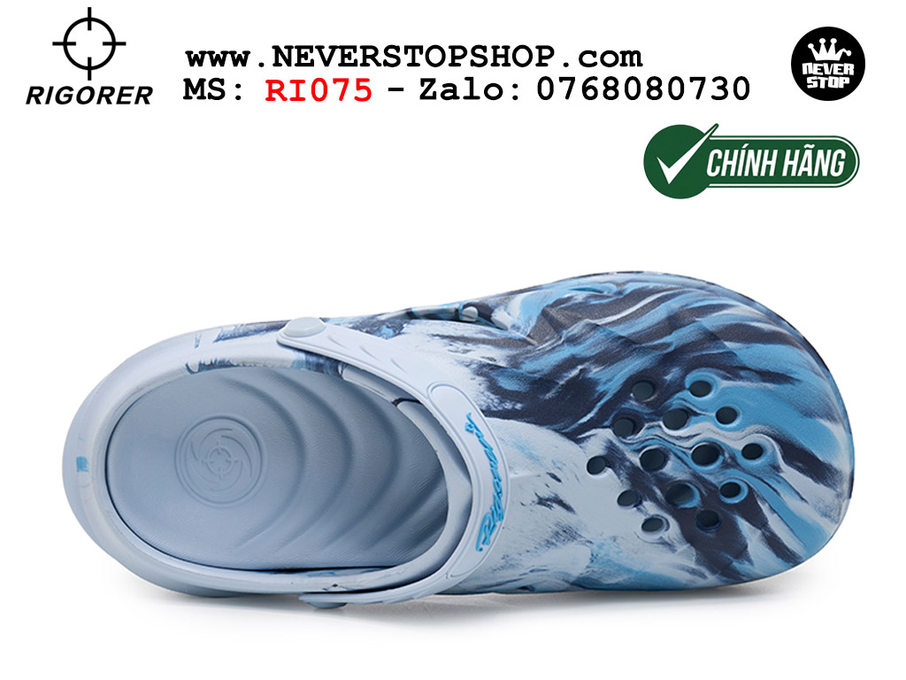 Dép chính hãng RIGORER SHARK 4 SLIDES CAMO BLUE thể thao nam nữ nhẹ êm đế bám chống mòn chống trượt chất lượng cao giá rẻ tốt nhất Hồ Chi Minh Dép đi biển đi phượt leo núi Rigorer Shark 4 Slides Xanh original chống trượt chống nước giá rẻ tại NeverStop Sneaker Shop HCM