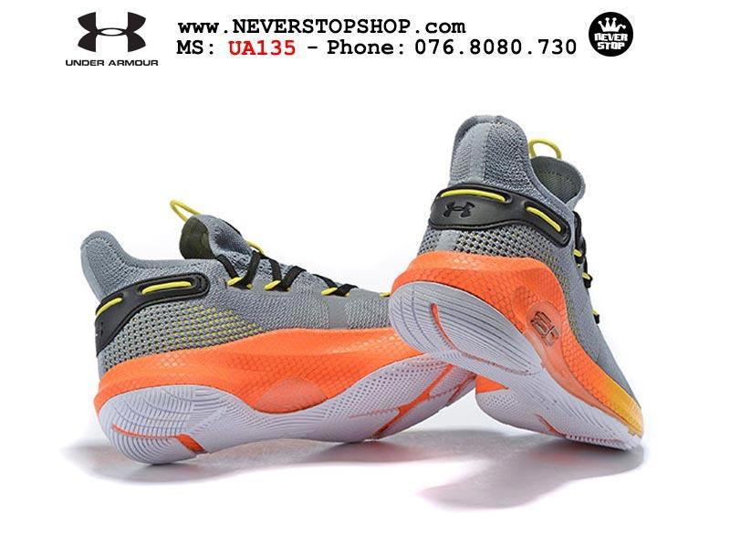 Giày bóng rổ Under Armour Curry 6 Grey Orange hàng sfake replica giá rẻ HCM