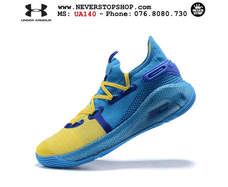 Giày bóng rổ Under Armour Curry 6 PE Blue Yellow hàng sfake replica giá rẻ HCM