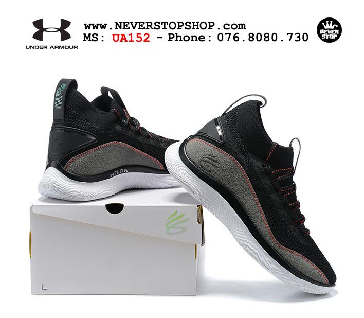 Giày bóng rổ Under Armour Curry 8 Đen Xám cổ cao hàng chuẩn sfake replica chuyên outdoor indoor giá tốt HCM