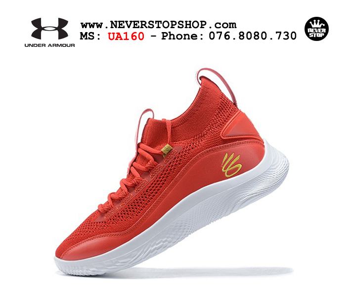 Giày bóng rổ Under Armour Curry 8 Đỏ Trắng cổ cao hàng chuẩn sfake replica chuyên outdoor indoor giá tốt HCM