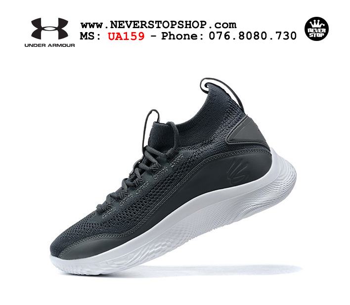 Giày bóng rổ Under Armour Curry 8 Xám Trắng cổ cao hàng chuẩn sfake replica chuyên outdoor indoor giá tốt HCM