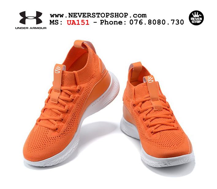 Giày bóng rổ Under Armour Curry 8 Cam Trắng cổ cao hàng chuẩn sfake replica chuyên outdoor indoor giá tốt HCM