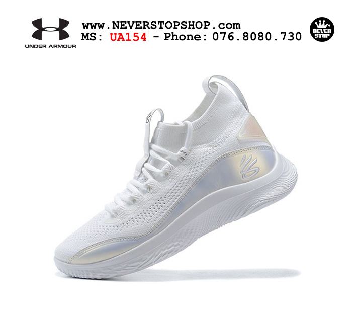 Giày bóng rổ Under Armour Curry 8 Trắng Hologram cổ cao hàng chuẩn sfake replica chuyên outdoor indoor giá tốt HCM
