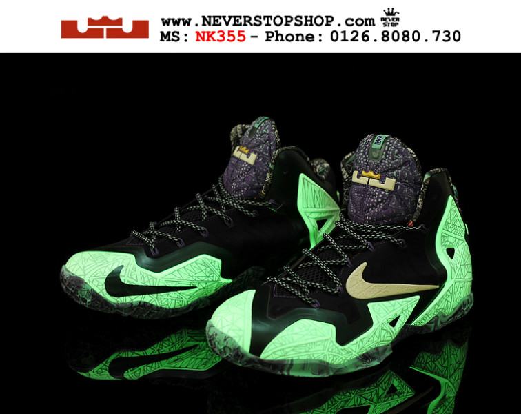 Giày bóng rổ Nike Lebron 11 Gator King dạ quang phát sáng trong đem cực chất